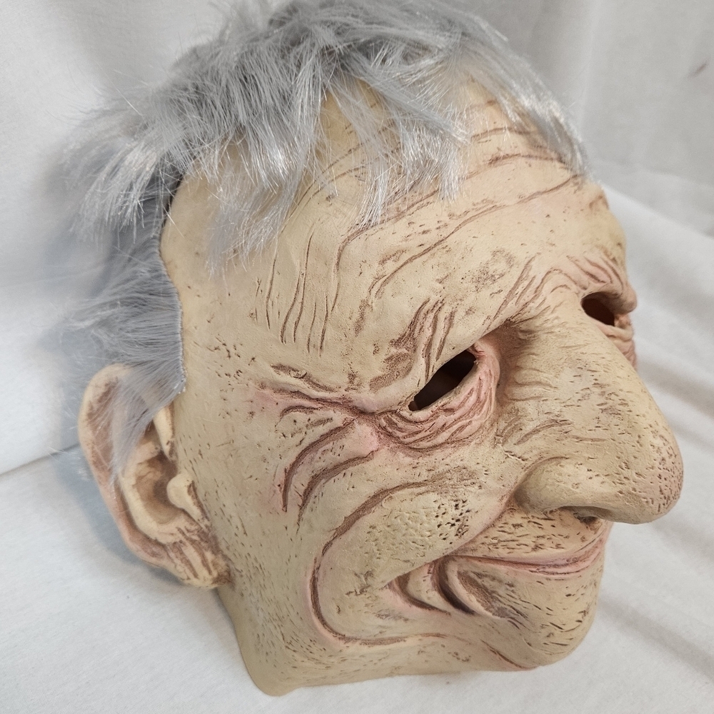 Halloween Realistic Wrinkled Old Man Silver Hair Latex Mask‎ Unisex Adult I52 - Picture 4 of 9